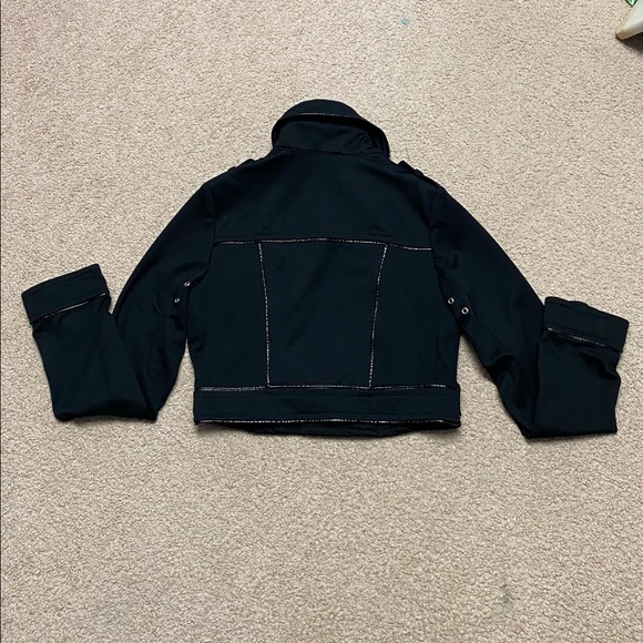 Goth Punk XOXO Black Cropped Moto Style Long Sleeve Belted Jacket - Picture 4 of 5